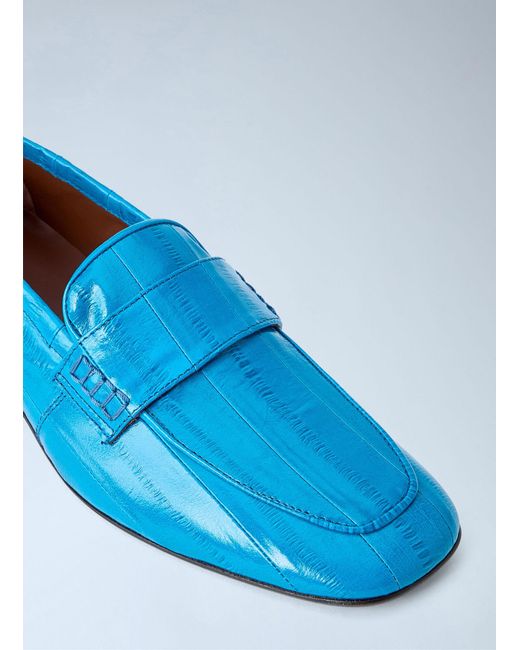 Dries Van Noten Blue Croc-Embossed Leather Loafers