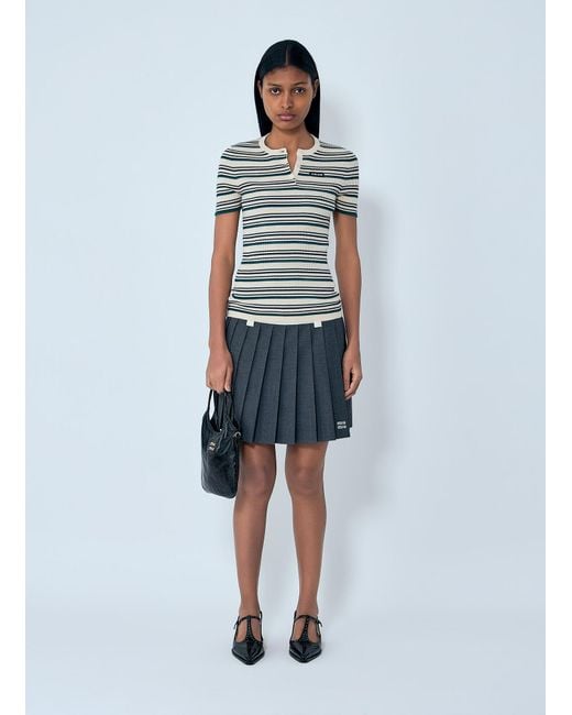 Miu Miu White Stripes T-Shirt