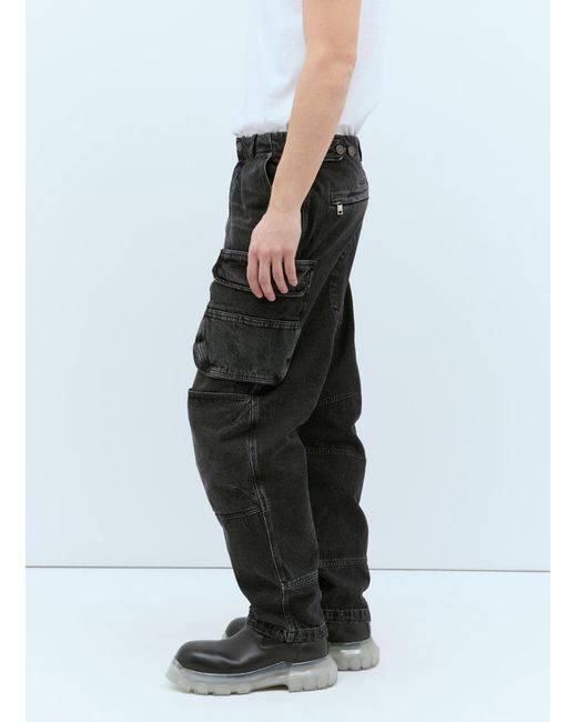 DIESEL Black D-fish-s Cargo Jeans for men