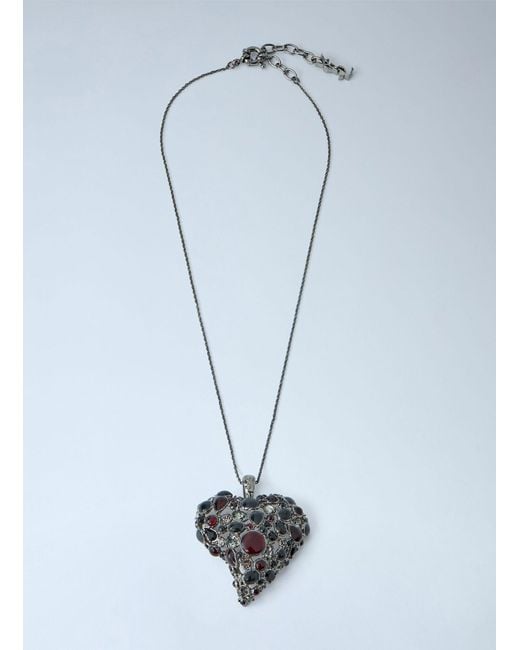 Saint Laurent Blue Favorite Heart Necklace Xs