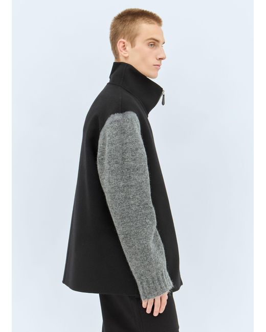 Jil Sander Black Knit-Sleeves Wool Jacket for men