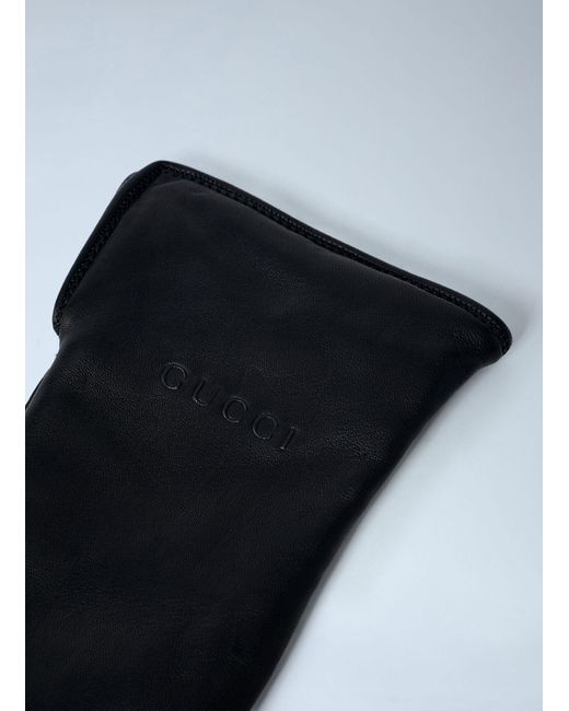 Gucci Black Logo Embossed Gloves