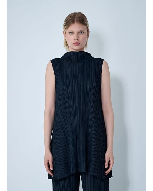 Pleats Please Issey Miyake Blue Tunic Mellow Pleated Top