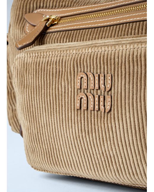 Miu Miu Blue Corduroy Pocket Shoulder Bag