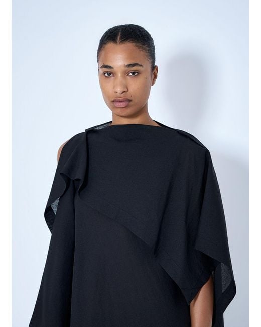 Issey Miyake Blue All Squares Asymmetric Draped Midi Dress