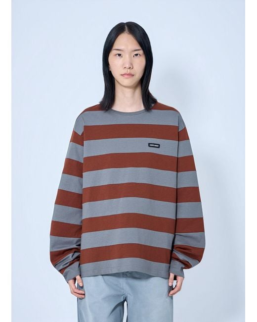 Miu Miu Gray Striped Jersey T-Shirt