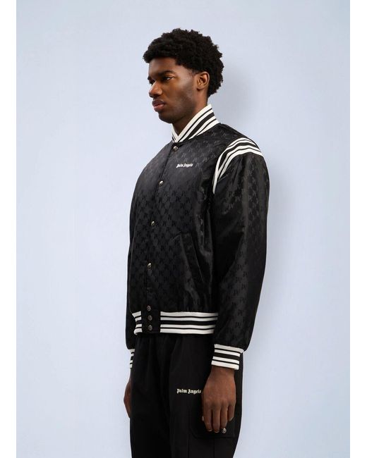 Palm Angels Black Monogram Jacquard Bomber Jacket for men