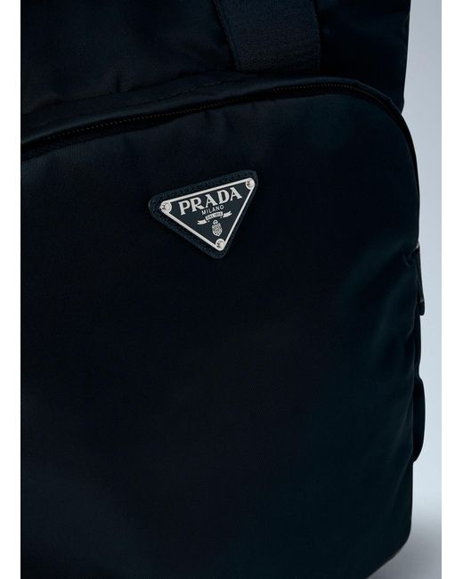 Prada Blue Re-Nylon Logo-Plaque Tote Bag for men