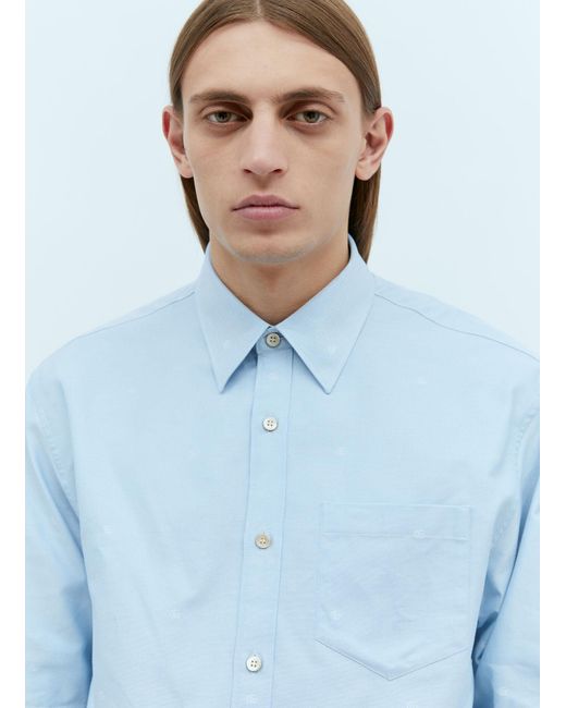 Gucci Blue Gg Jacquard Cotton Shirt for men