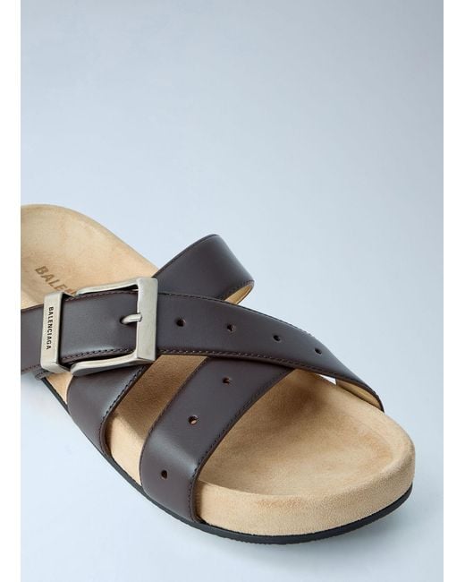 Balenciaga Brown Belt Leather Sandals for men