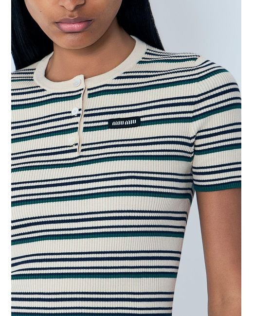 Miu Miu White Stripes T-Shirt