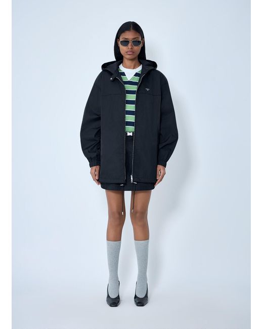 Prada Blue Re-Nylon Hooded Belted Anorak Jacket