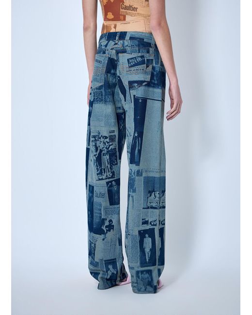 Jean Paul Gaultier Blue Newspaper Print Jeans