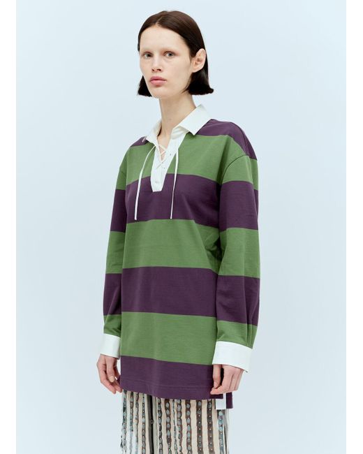 Dries Van Noten Gray Striped Polo Shirt