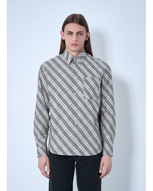 Burberry Gray Check Shirt for men