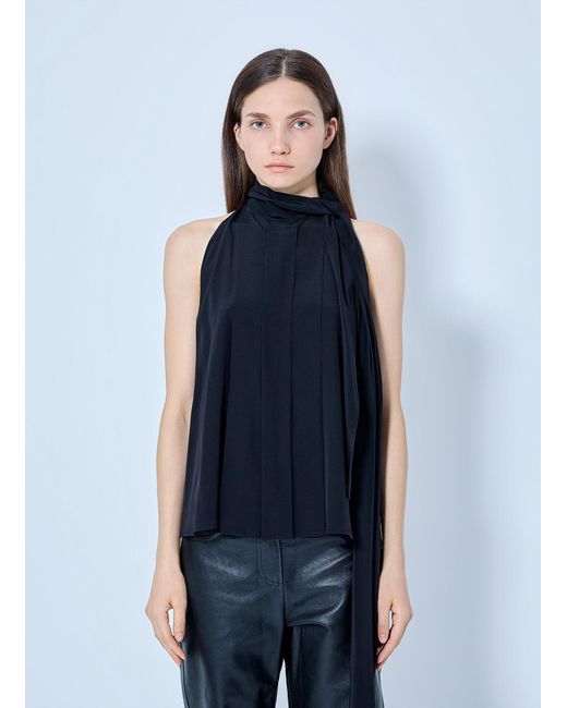 Max Mara Blue Pleated Halter Top