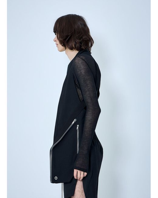 Rick Owens Blue Asymmetric Zip Detail Vest for men