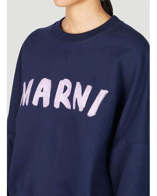 Marni Blue Logo Print Sweatshirt