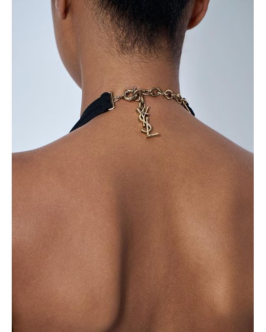 Saint Laurent Blue Halterneck Swimsuit