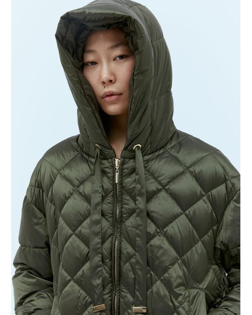Max Mara Green Reversible Quilted Hooded Jacket