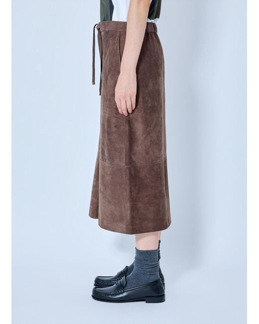 Max Mara Brown Suede Midi Skirt