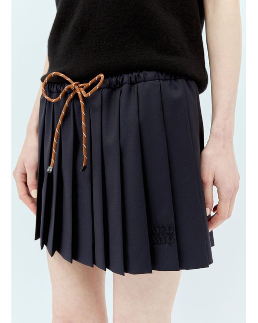 Miu Miu Black Pleated Batavia Skirt