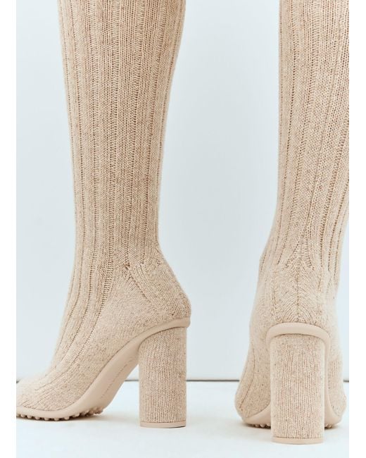 Bottega Veneta White Knitted Atomic Boots 90