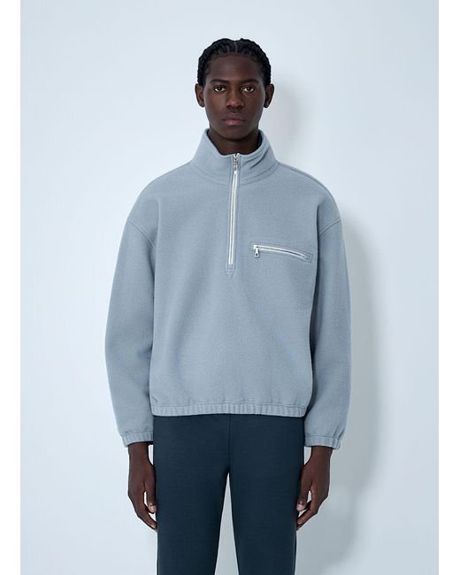 Rier Blue Half-Zip Fleece Pullover for men