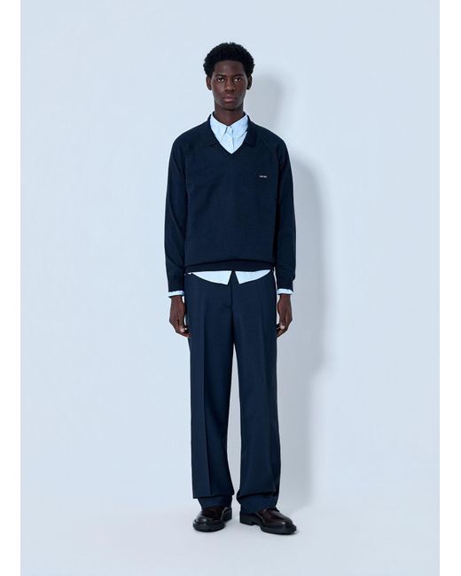 Miu Miu Blue V-Neck Knit Sweater for men