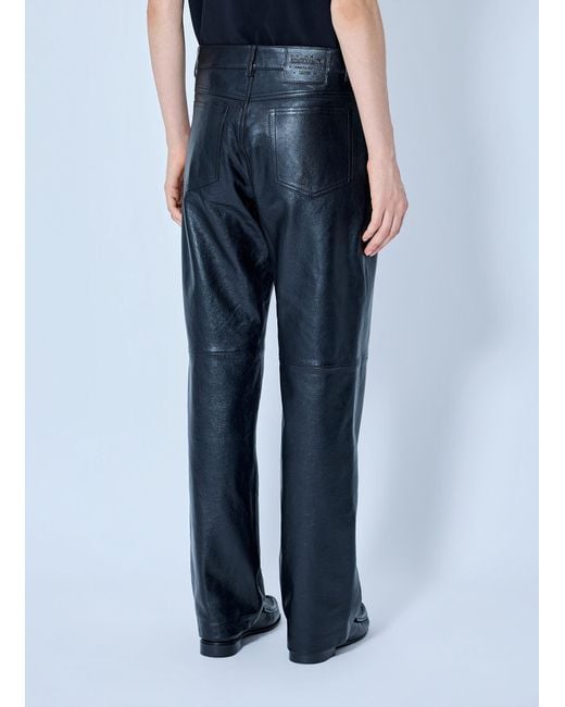 Max Mara Blue Leather Straight-leg Trousers