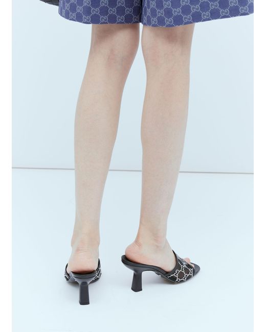 Gucci White Gg Crystal Embellished Heeled Sandals