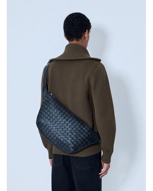 Bottega Veneta Blue Intrecciato Leather Crossbody Bag for men