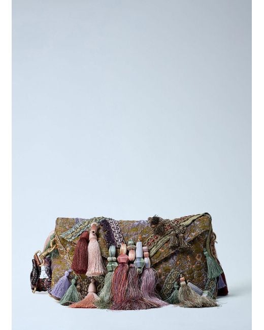 Dries Van Noten White Ornate Tassel Clutch Bag