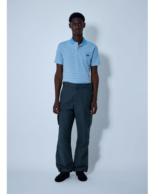 Prada Blue Striped Polo Sweater for men