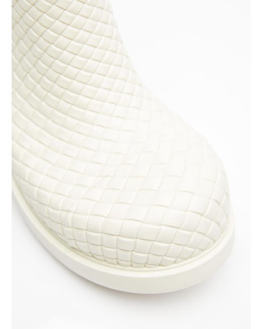 Bottega Veneta White Fireman Intreccio Ankle Boots