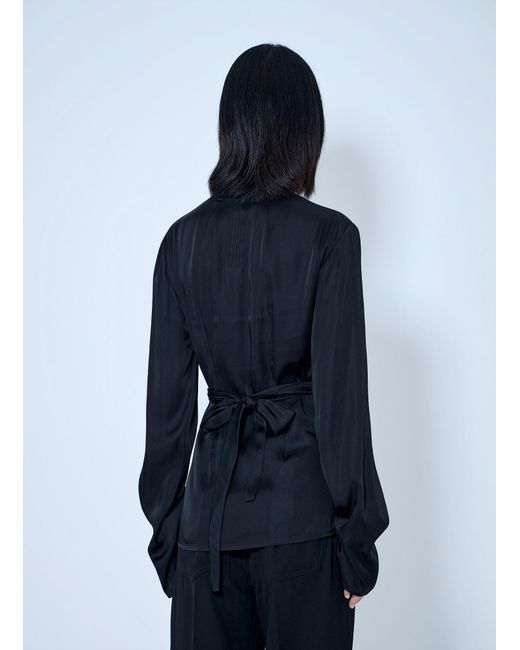 Rick Owens Blue Laura Satin Wrap Top