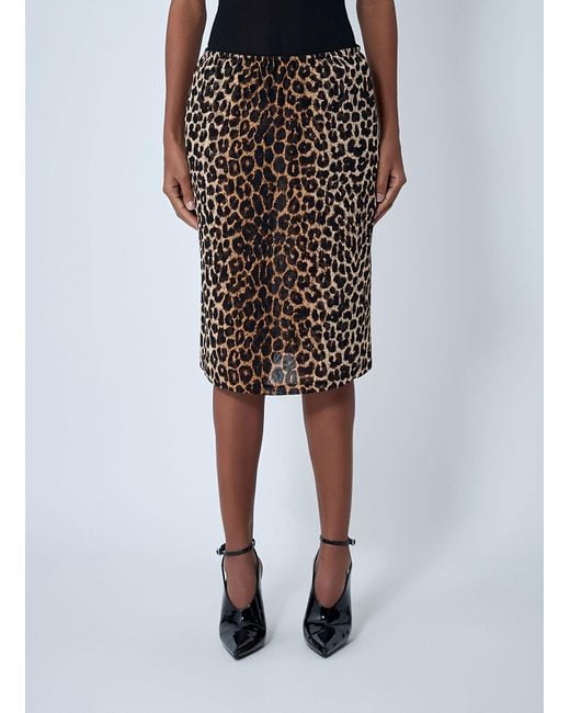 Saint Laurent Black Leopard Print Skirt