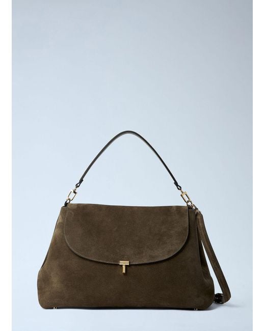 Totême  Natural T-Lock Suede Satchel Bag