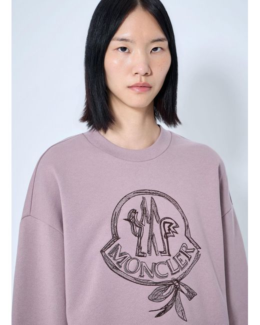 Moncler Purple Logo Embroidered Sweatshirt
