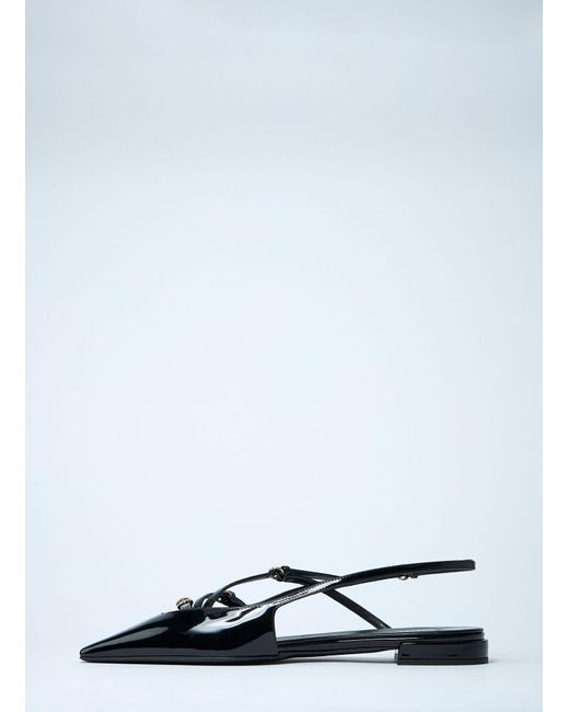 Miu Miu White Patent Leather Slingback Ballerina Flats