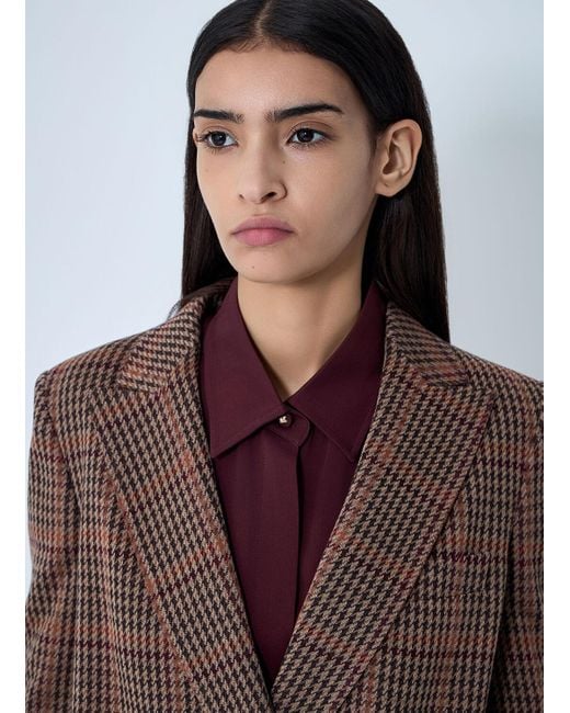 Max Mara Brown Check Double-Breasted Blazer