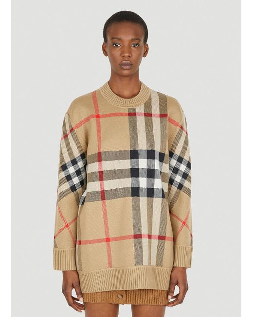 Burberry Calee Check Sweater in Beige (Natural) | Lyst Canada