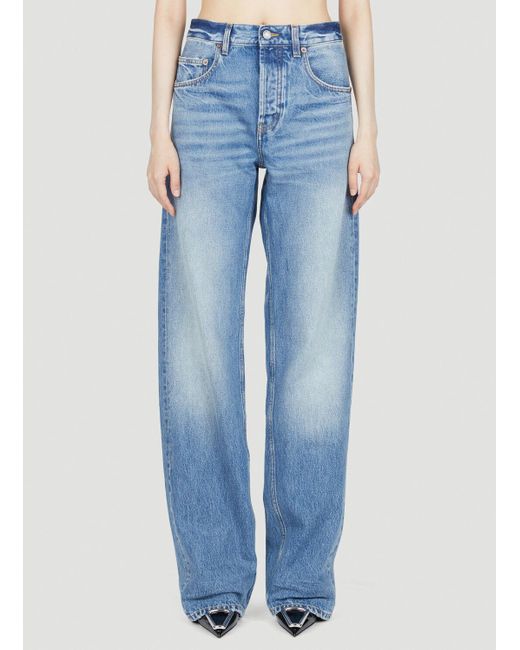 Saint Laurent Blue Extreme Baggy Straight-leg Jeans