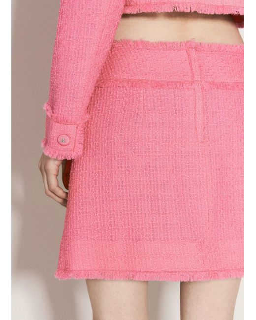 Dolce & Gabbana Pink Raschel Tweed Mini Skirt