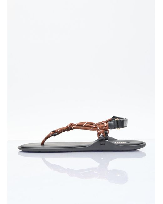Miu Miu White Riviere Cord And Leather Sandals