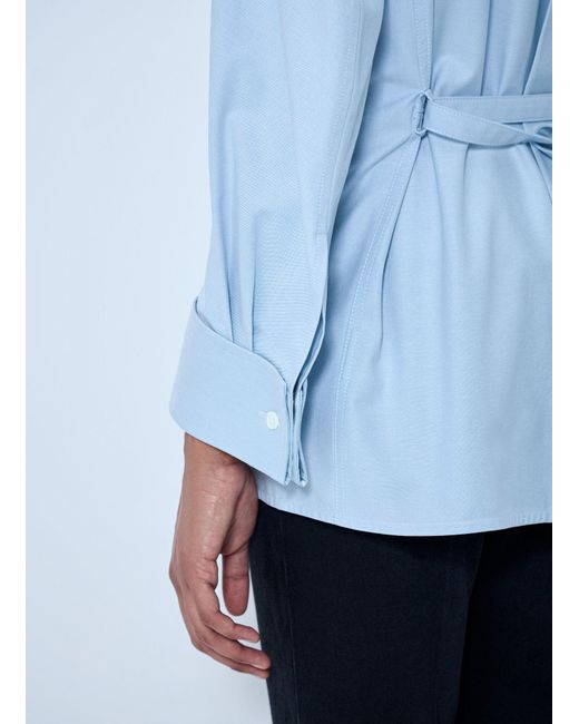 Bottega Veneta Blue Asymmetrical Collar Long-Sleeve Shirt