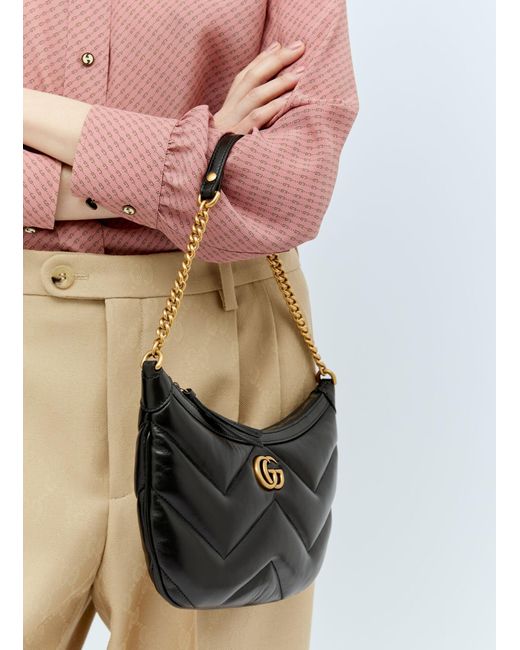 Gucci White Gg Marmont Small Shoulder Bag