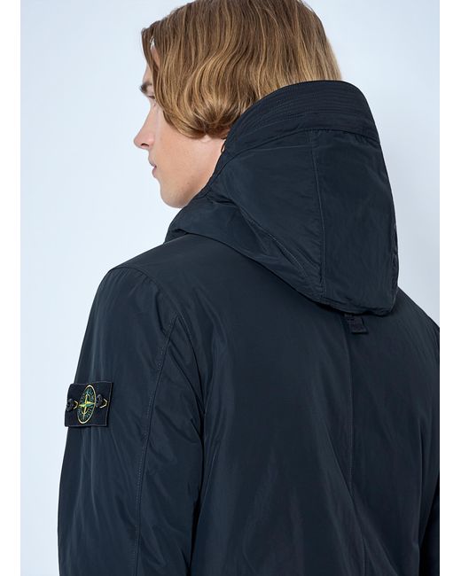 Stone Island Blue Hooded Jacket With Patch Detail for men