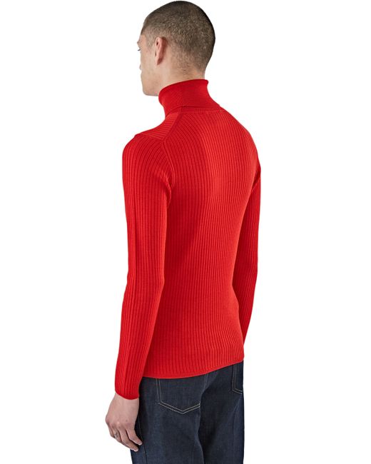Gucci Men's Ribbed Roll Neck Jumper In Red in Multicolour for Men (red) | Lyst