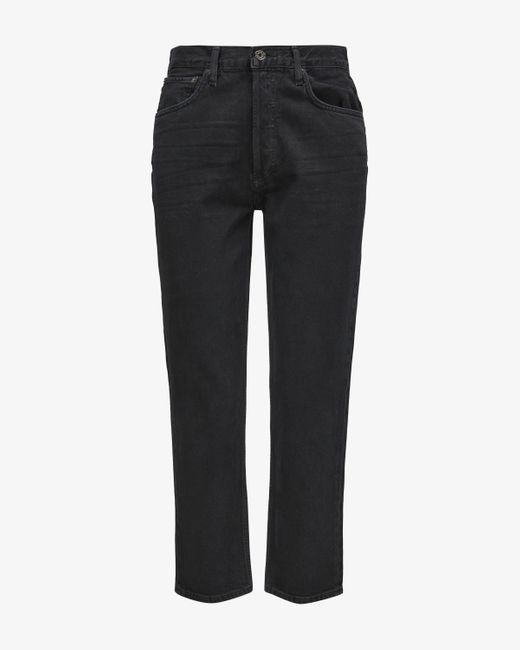 Agolde Black Riley 7/8-Jeans High Rise Straight Crop